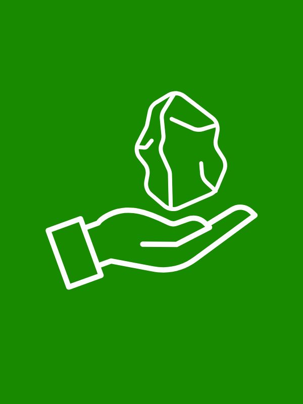 Icon für mineralische Baustoffe wie Schotter und Recyclingmaterial im Infrastrukturbau.