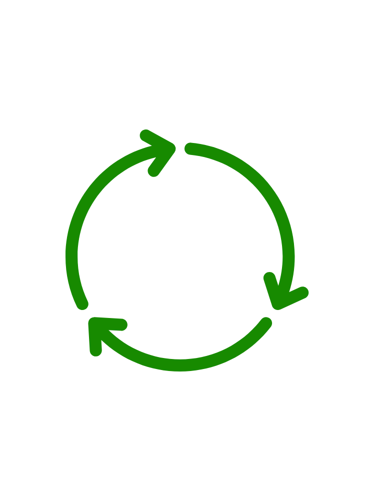 Grafisches Symbol für den geschlossenen Baustoffkreislauf in der Aufbereitung mineralischer Stoffe.