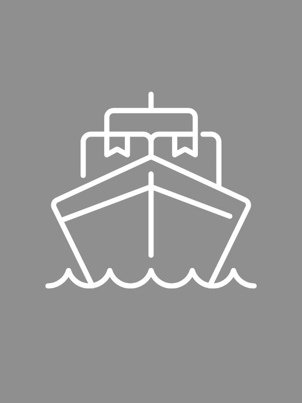 Icon für Transport von Schüttgut und Baustoffen per Schiff über den Hafenstandort in Dortmund.
